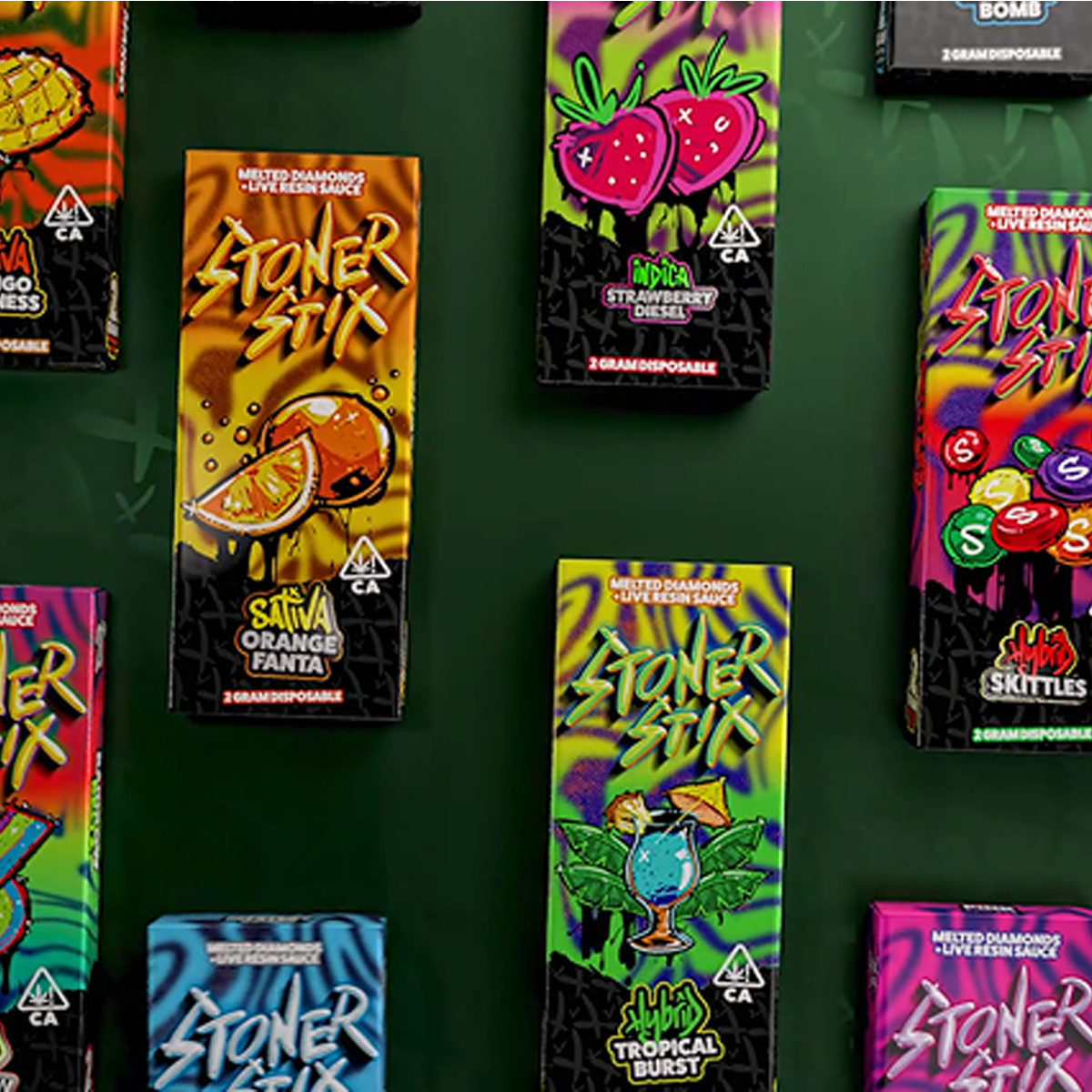 Stoner Stix - Melted Diamonds + Live Resin Sauce Disposable Vapes (2g)